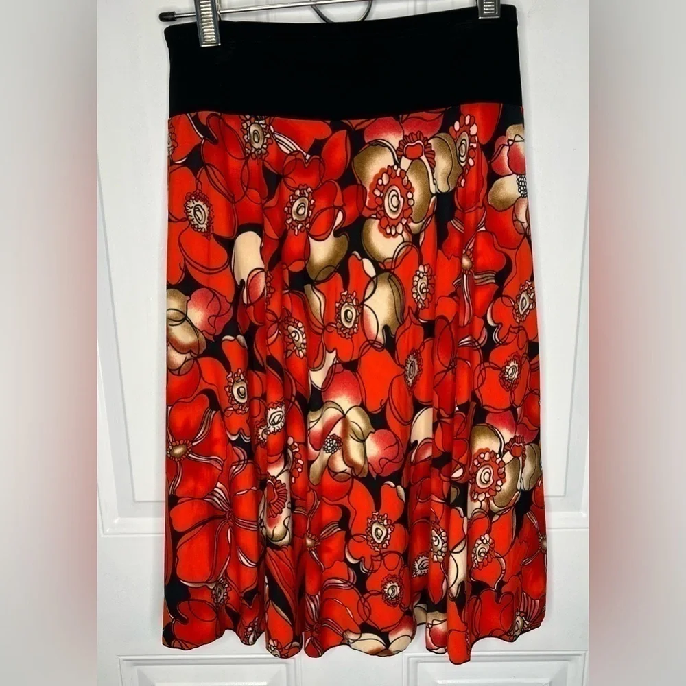Red Floral Skirt for Women Elastic Skirt